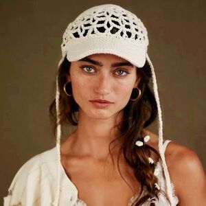 Free People Silvie Crochet Hat Cream Crochet Women's Cap